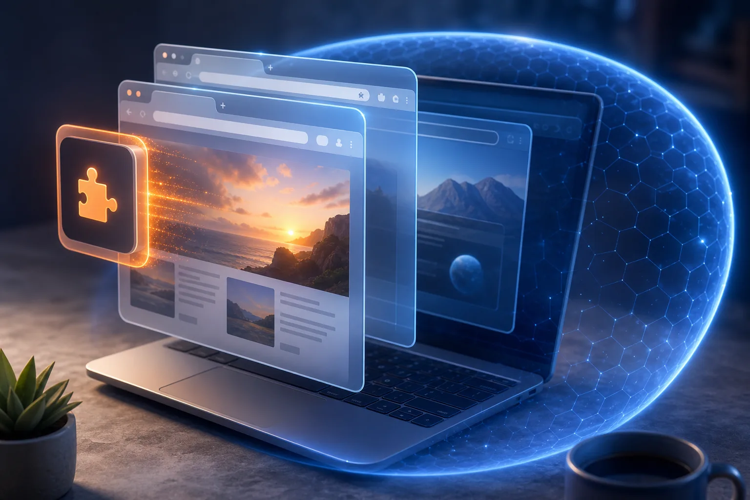 Navigateur Chrome comparant une extension et un tunnel VPN système