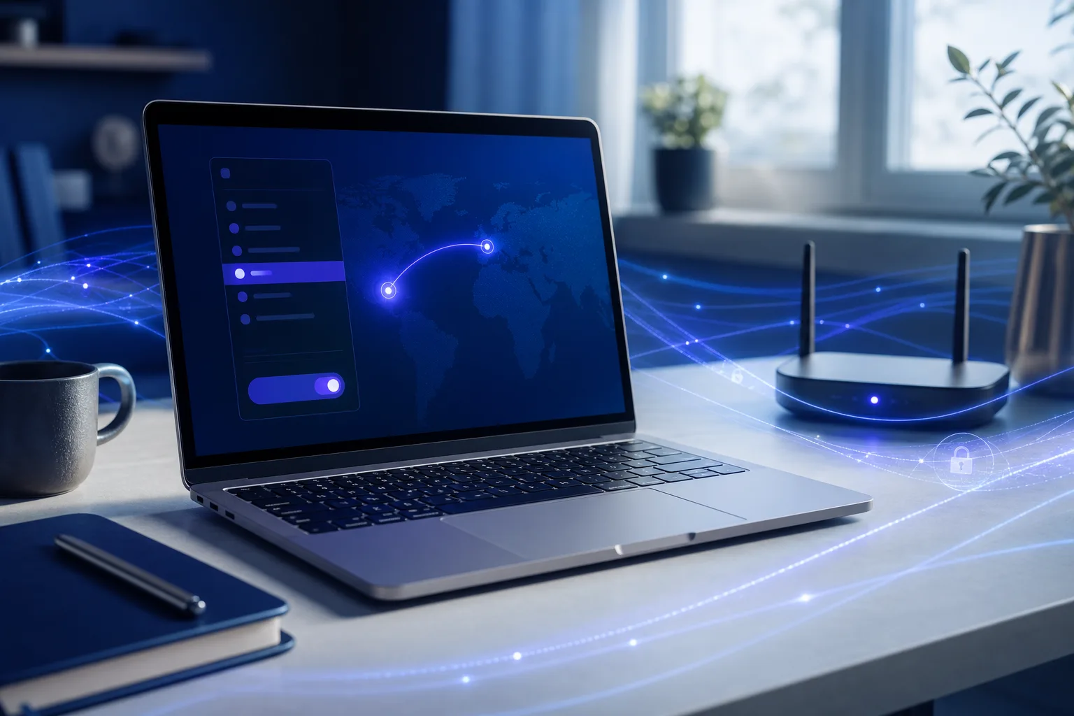 Ordinateur Mac relié à un tunnel VPN avec contrôle du réseau local